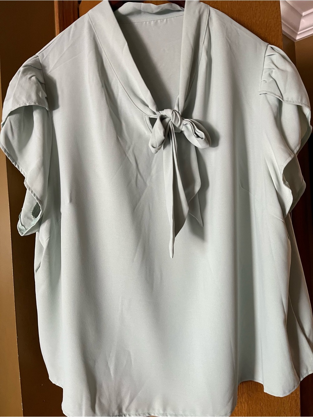 SHEIN 3XL Light Mint Tie-Neck Women’s Blouse